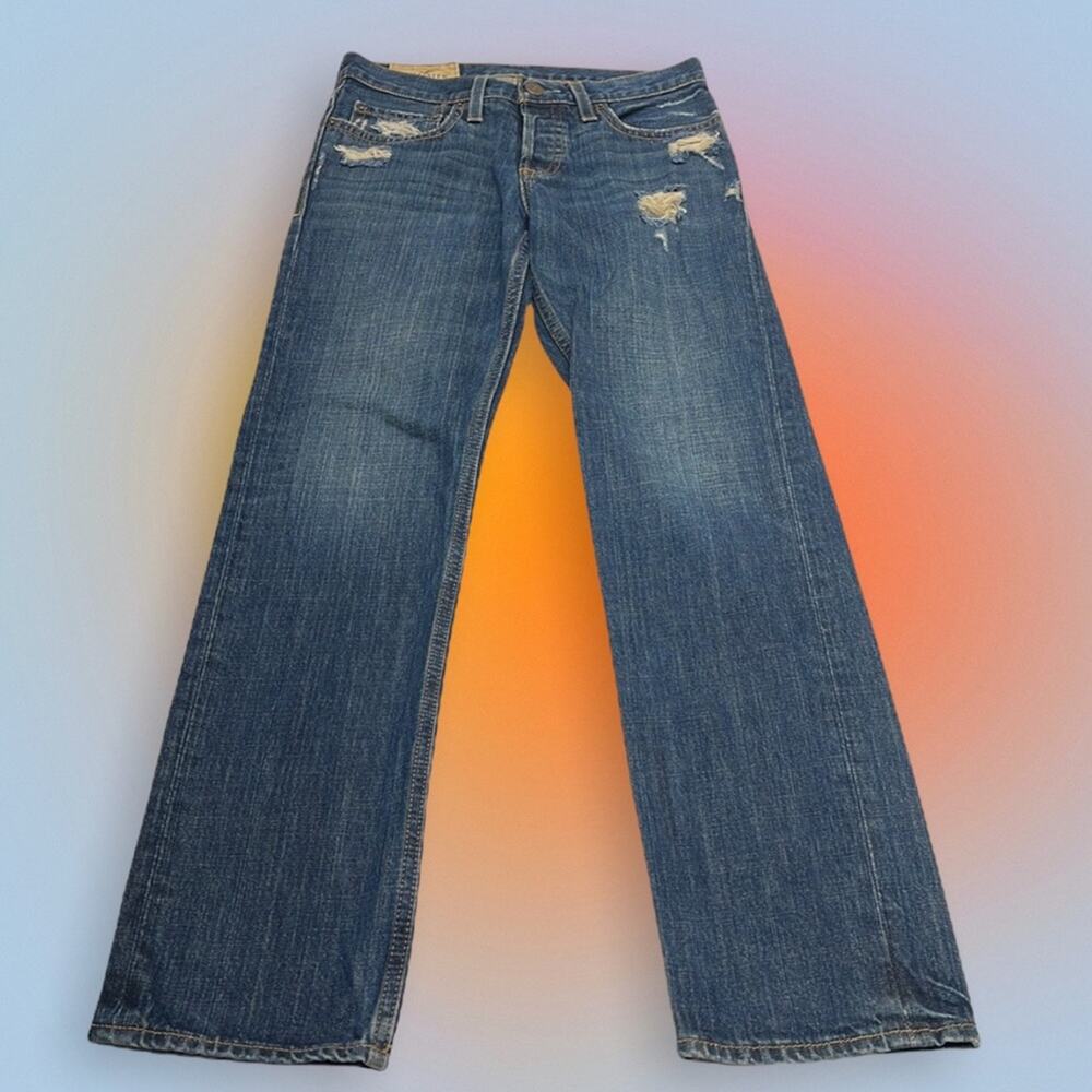 HOLLISTER Men’s 28 x 30 Slim Straight Distressed Blue Jeans - Picture 3 of 3